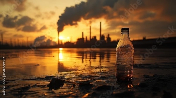 Obraz Pollution impact on environment industrial area photography sunset ground level environmental awareness