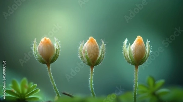 Obraz Budding flower action natural habitat close-up photography soft light macro view growth concept