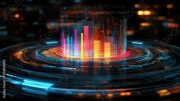 Obraz Data visualization event showcasing interactive graphs digital environment virtual viewpoint technology concept
