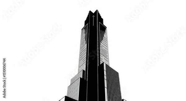 Obraz Modern building silhouette vector element for corporate themes, white background