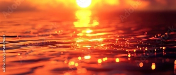 Obraz Sunset reflection over water serene beach nature photography tranquil environment close-up view beauty of nature