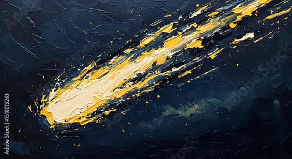 Obraz Comet Bursting Through Inky Skies With Vibrant Palette Knife Strokes