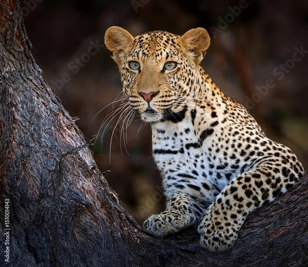 Fototapeta leopard resting on the tree