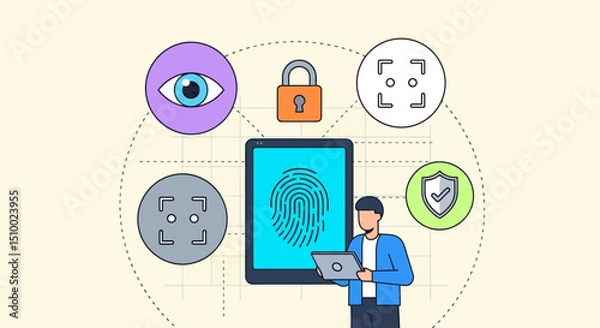Fototapeta Biometric Authentication and Advanced Security Measures for Enterprise Mobility