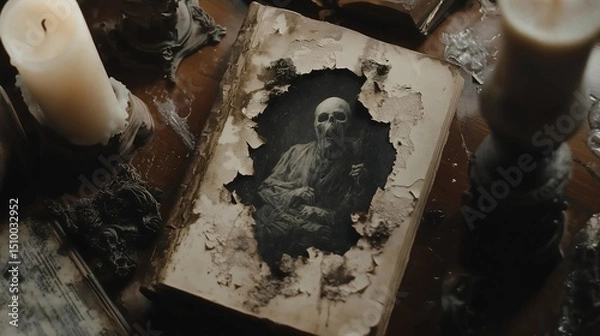 Obraz Horror book with torn cover.