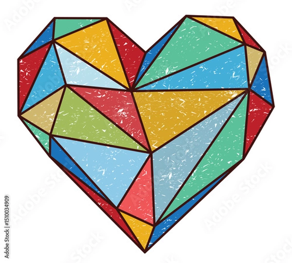 Fototapeta The colored gemstone heart symbol.
