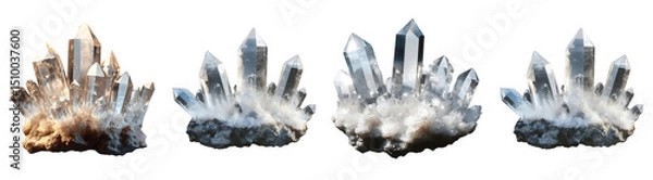 Obraz quartz crystal cluster, isolated on transparent background