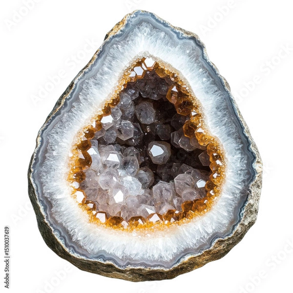 Obraz amethyst geode with citrine interior on transparent background.