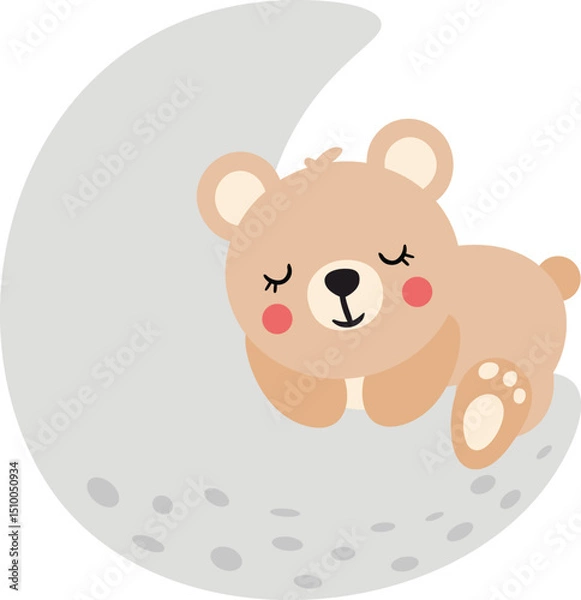 Fototapeta Sweet Teddy Bear Sleeping on the Moon.cdr
