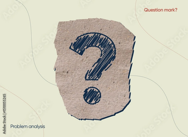 Fototapeta Scribble question mark drawn by chalk on blackboard.  Problem analysis and find solution to curiosity. asking for secret. Retro contemporary vector art illustration.