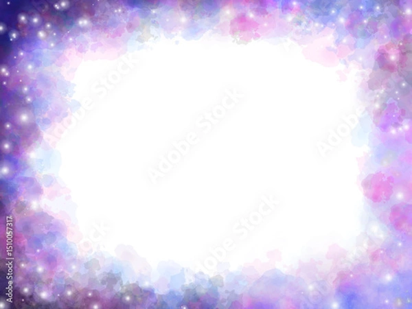 Obraz Magical purple  galaxy smoke, twinkling stars effect glittering frame stars with glowing particles vapor and brilliant stardust	