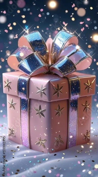 Obraz Colorful gift box with shiny ribbon decorated for a festive celebration
