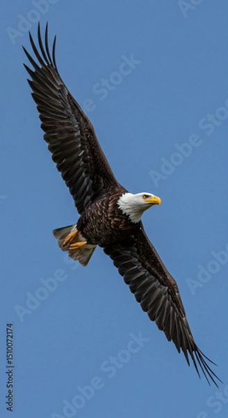 Obraz Bald Eagle in Flight Against Blue Sky