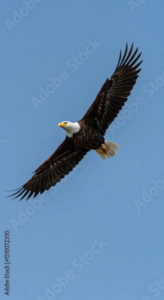 Obraz Bald Eagle in Flight Against Blue Sky