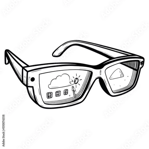 Fototapeta Smart glasses displaying digital information on the lenses.