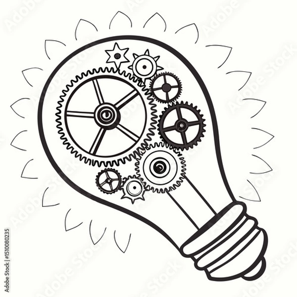 Fototapeta light bulb with gears