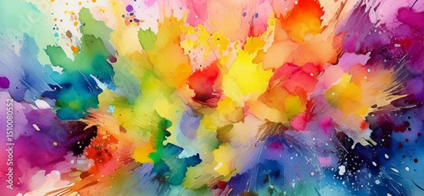 Fototapeta Abstract art splattered watercolor painting vibrant watercolor splash with a blend of colors for artistic design.