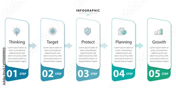 Fototapeta Timeline Creator infographic template. 5 Step timeline journey, calendar Flat simple infographics design template. presentation graph. Business concept with 5 options, vector illustration.