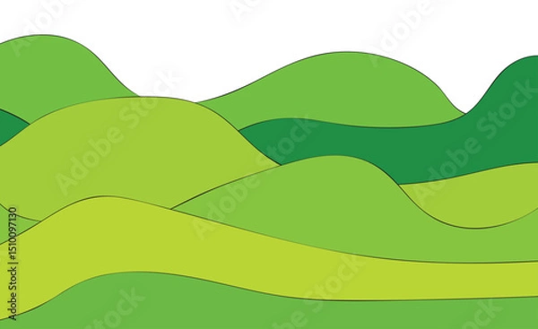 Fototapeta vector illustration of a green background with mountains