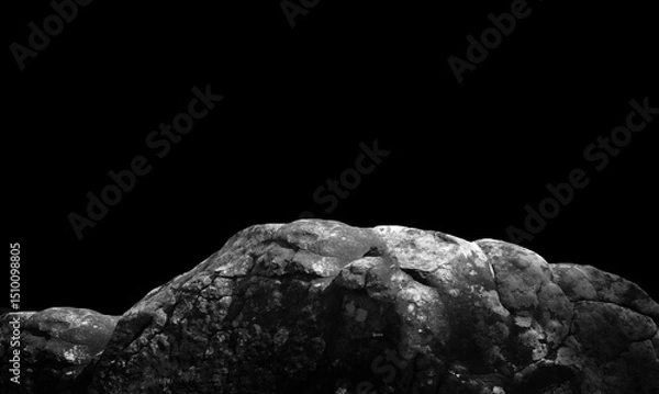 Obraz Stone podium on dark black background..