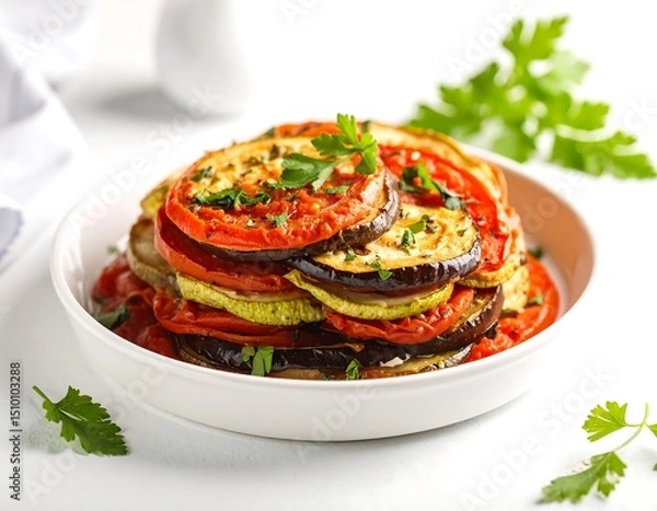 Obraz Roasted Vegetable Stack on Plate