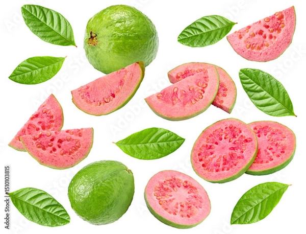 Fototapeta sliced guava isolated on white background. clipping path