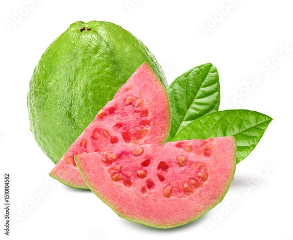 Fototapeta sliced guava isolated on white background. clipping path