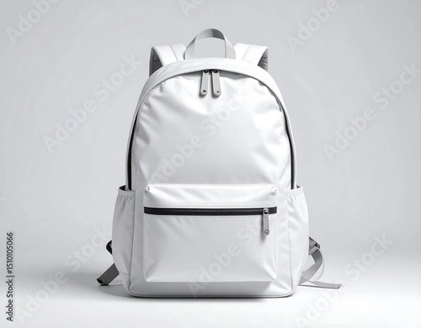 Obraz White backpack on plain background