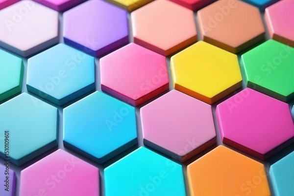 Fototapeta Colorful Hexagon Pattern for Modern Wall Art and Design Accents in Vibrant Pastels