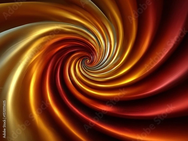 Fototapeta Abstract swirling vortex of gold, copper and red hues.