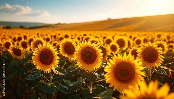 Obraz Sunflowers field at sunset (1)