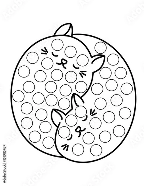 Obraz Dot markers pages with animal, vector outline illustration