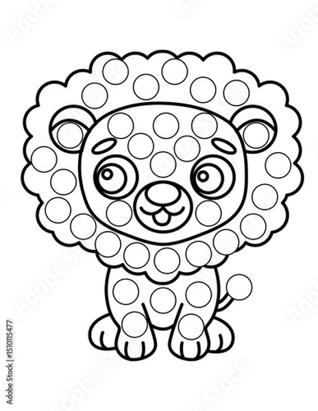 Obraz Dot markers pages with animal, vector outline illustration