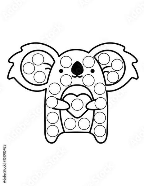 Obraz Dot markers pages with animal, vector outline illustration