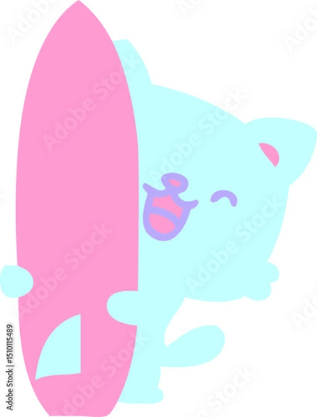 Obraz cute cat with surfboard