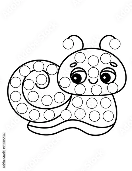 Obraz Dot markers pages with animal, vector outline illustration