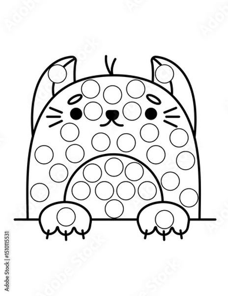 Obraz Dot markers pages with animal, vector outline illustration