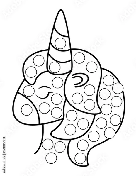 Obraz Dot markers pages with animal, vector outline illustration