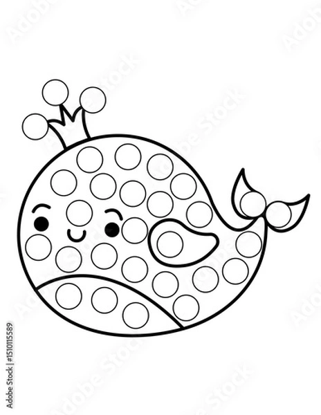 Obraz Dot markers pages with animal, vector outline illustration