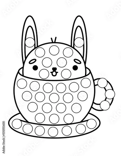 Obraz Dot markers pages with animal, vector outline illustration