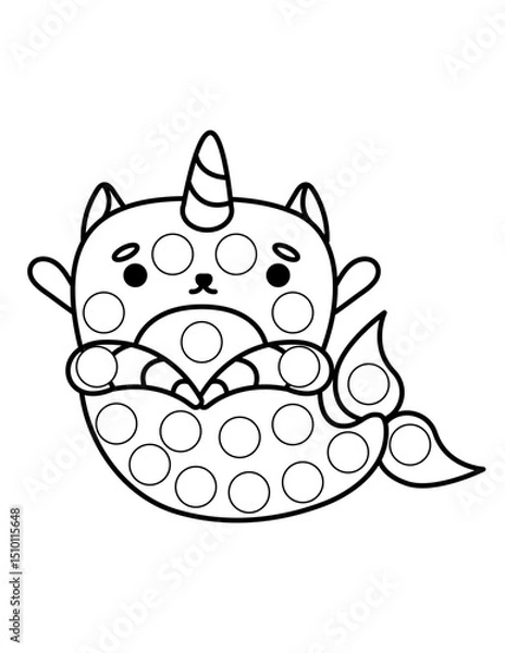 Obraz Dot markers pages with animal, vector outline illustration
