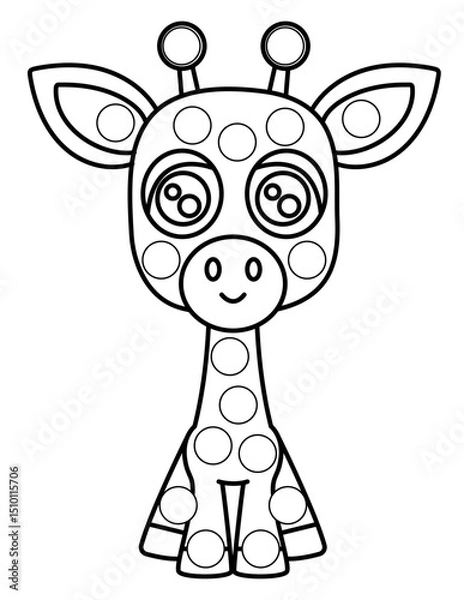 Obraz Dot markers pages with animal, vector outline illustration