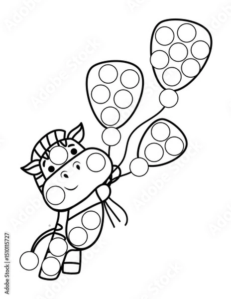 Obraz Dot markers pages with animal, vector outline illustration
