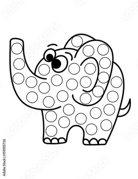 Obraz Dot markers pages with animal, vector outline illustration