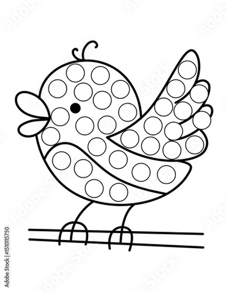 Obraz Dot markers pages with animal, vector outline illustration