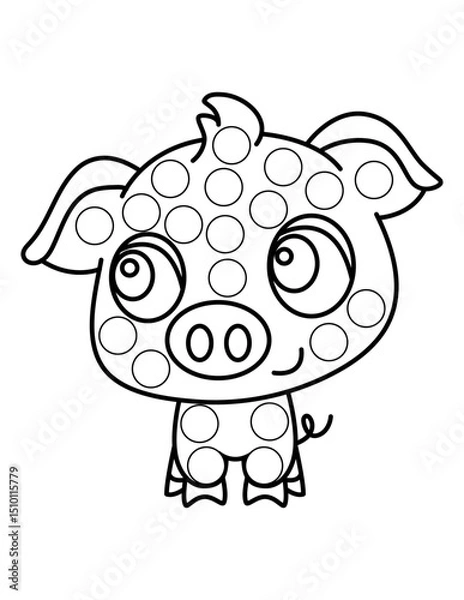 Obraz Dot markers pages with animal, vector outline illustration