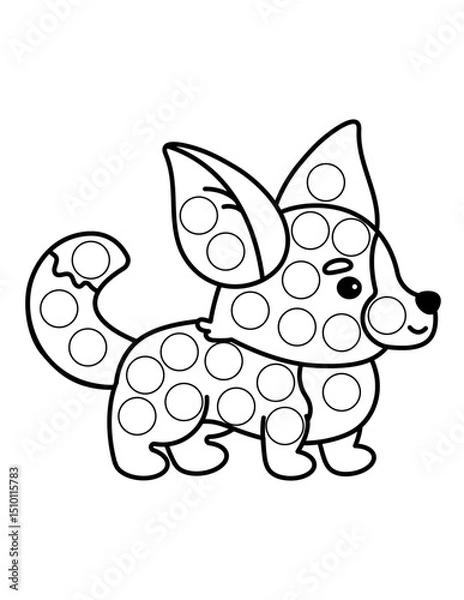 Obraz Dot markers pages with animal, vector outline illustration