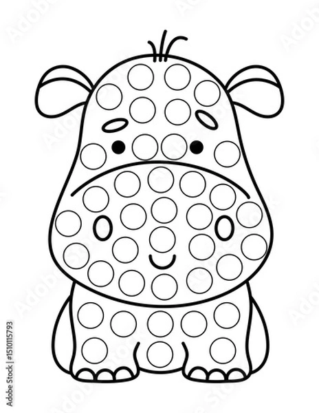 Obraz Dot markers pages with animal, vector outline illustration