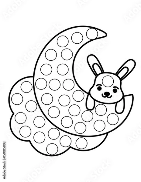 Obraz Dot markers pages with animal, vector outline illustration