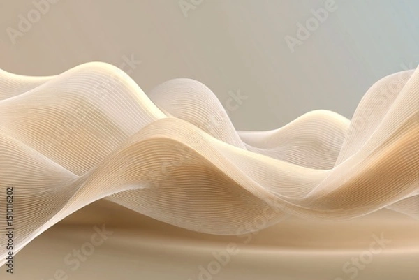 Fototapeta Fluidity in Beige: Soft, rippling beige forms, evoking a sense of gentle movement and serene elegance, dominate this abstract study in texture and form. The image plays with light and shadow.